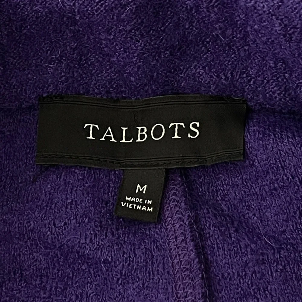Talbots Boiled Wool Utility Jacket Medium Purple Stand Collar Button Up Stretch - Picture 11 of 11